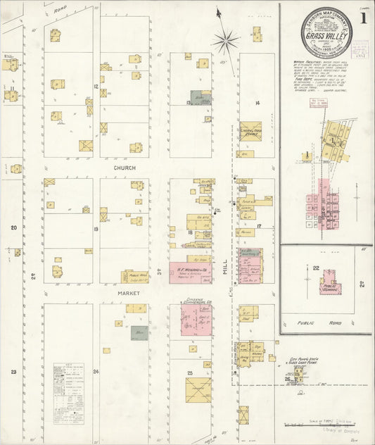 Sanborn Fire Insurance Map from Grass Valley, Sherman County, Oregon (1905), Sheet #0001 - Complete Map Set gallery image, historic Sanborn map, vintage wall art, Oregon Oregon