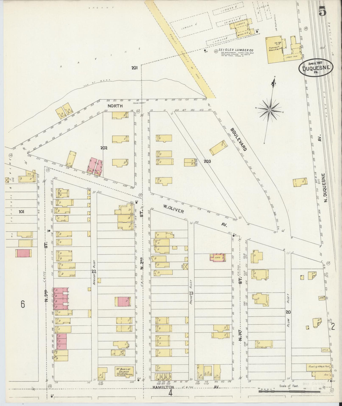 Sanborn Fire Insurance Map from Duquesne, Allegheny County, Pennsylvania (1907), Sheet #0005 - Complete Map Set gallery image, historic Sanborn map, vintage wall art, Pennsylvania Pennsylvania