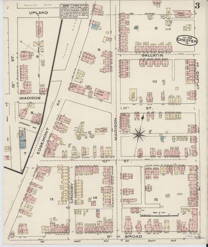 Sanborn Fire Insurance Map from Chester, Delaware County, Pennsylvania (1885), Sheet #0003 - Historic Sanborn Fire Insurance Map Print, vintage old map wall art, antique decor, genealogy gift, Pennsylvania Pennsylvania map