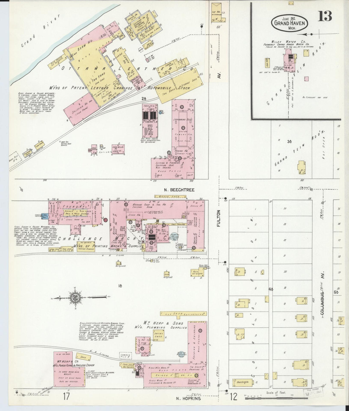 Sanborn Fire Insurance Map from Grand Haven, Ottawa County, Michigan (1912), Sheet #0013 - Complete Map Set gallery image, historic Sanborn map, vintage wall art, Michigan Michigan