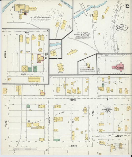 Sanborn Fire Insurance Map from Aitkin, Aitkin County, Minnesota (1902), Sheet #0002 - Historic Sanborn Fire Insurance Map Print, vintage old map wall art, antique decor, genealogy gift, Minnesota Minnesota map