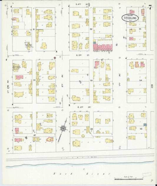 Sanborn Fire Insurance Map from Sterling, Whiteside County, Illinois (1910), Sheet #0007 - Historic Sanborn Fire Insurance Map Print, vintage old map wall art, antique decor, genealogy gift, Illinois Illinois map