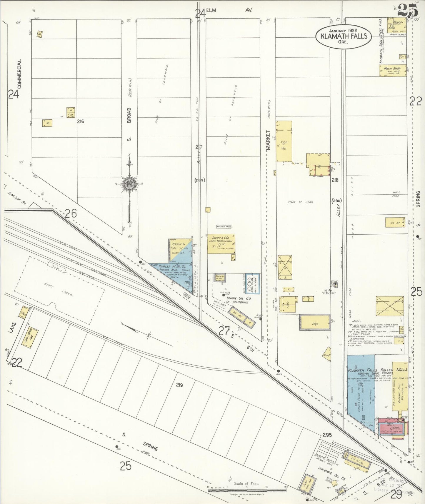 Sanborn Fire Insurance Map from Klamath Falls, Klamath County, Oregon (1921), Sheet #0025 - Complete Map Set gallery image, historic Sanborn map, vintage wall art, Oregon Oregon