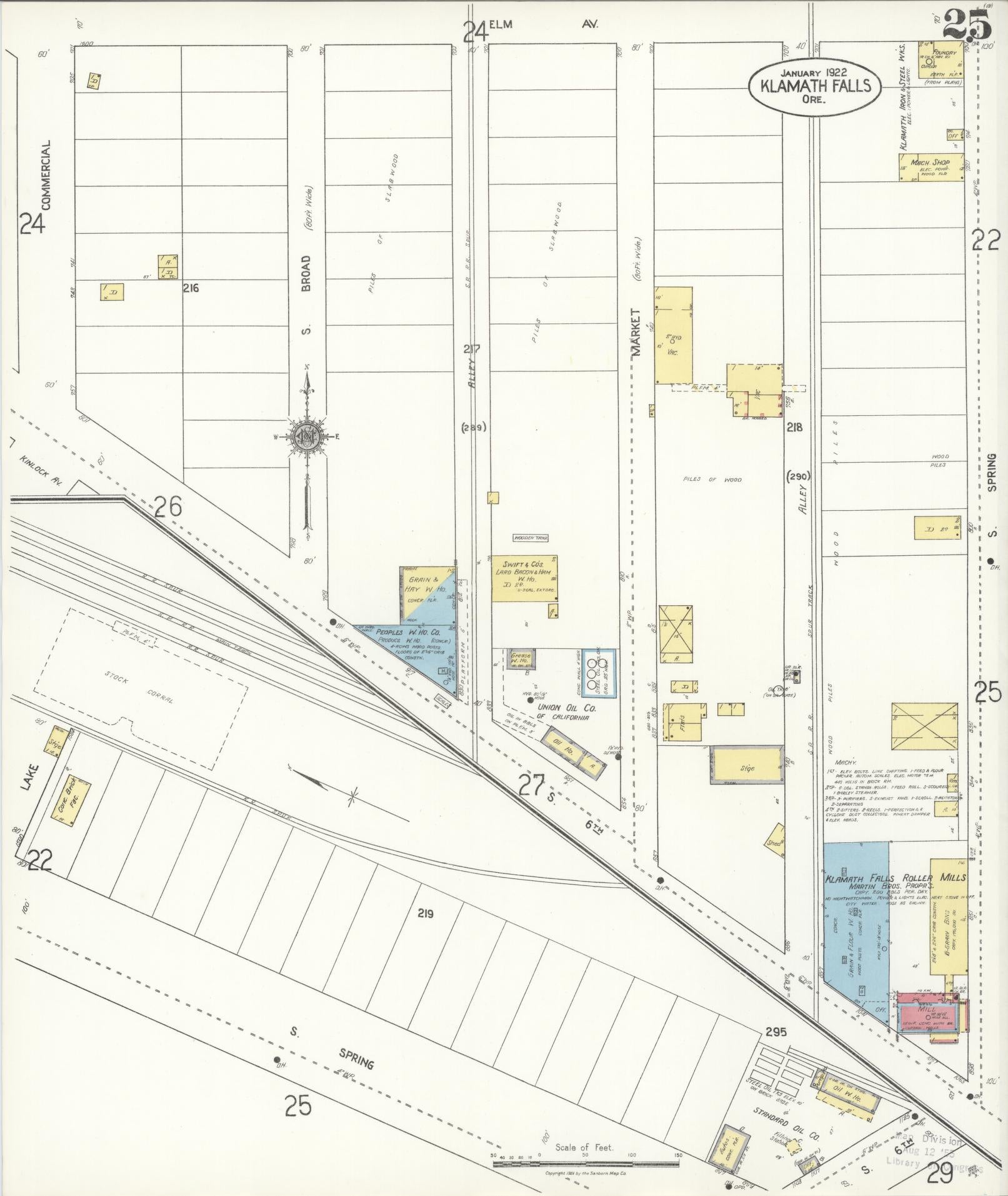 Sanborn Fire Insurance Map from Klamath Falls, Klamath County, Oregon (1921), Sheet #0025 - Complete Map Set gallery image, historic Sanborn map, vintage wall art, Oregon Oregon