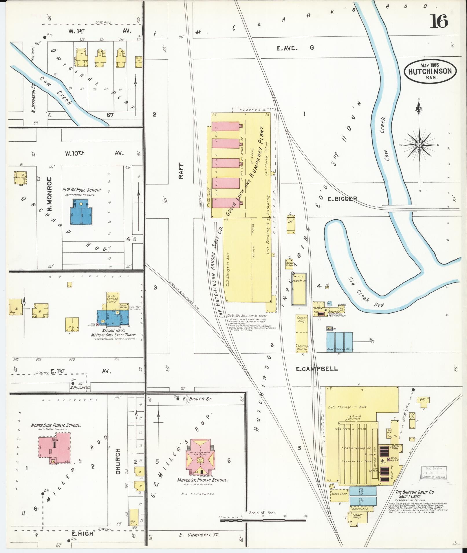 Sanborn Fire Insurance Map from Hutchinson, Reno County, Kansas (1905), Sheet #0016 - Complete Map Set gallery image, historic Sanborn map, vintage wall art, Kansas Kansas