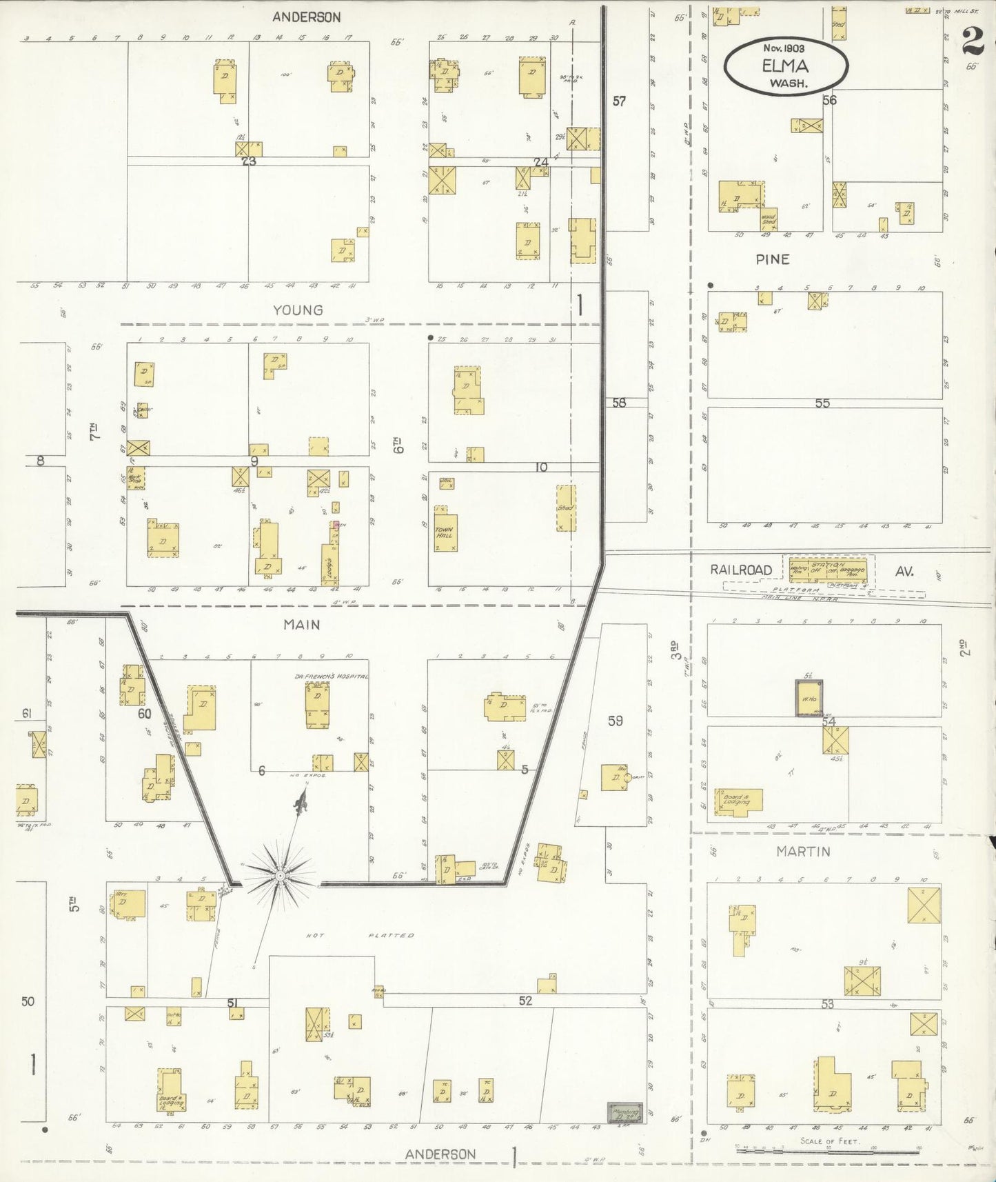 Sanborn Fire Insurance Map from Elma, Grays Harbor County, Washington (1903), Sheet #0002 - Complete Map Set gallery image, historic Sanborn map, vintage wall art, Washington Washington