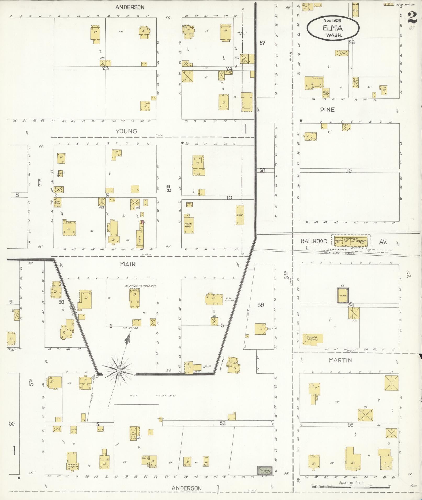 Sanborn Fire Insurance Map from Elma, Grays Harbor County, Washington (1903), Sheet #0002 - Complete Map Set gallery image, historic Sanborn map, vintage wall art, Washington Washington