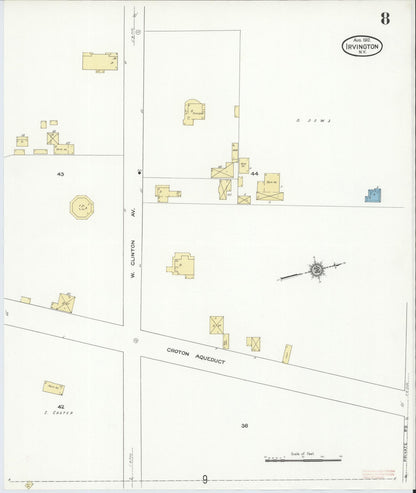 Sanborn Fire Insurance Map from Irvington, Westchester County, New York (1912), Sheet #0008 - Complete Map Set gallery image, historic Sanborn map, vintage wall art, New York New York