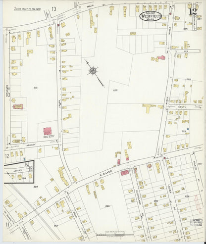 Sanborn Fire Insurance Map from Westfield, Hampden County, Massachusetts (1917), Sheet #0012 - Complete Map Set gallery image, historic Sanborn map, vintage wall art, Massachusetts Massachusetts