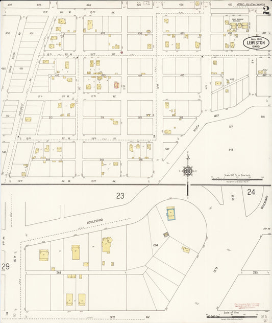 Sanborn Fire Insurance Map from Lewiston, Nez Perce County, Idaho (1918), Sheet #0002 - Historic Sanborn Fire Insurance Map Print, vintage old map wall art, antique decor, genealogy gift, Idaho Idaho map