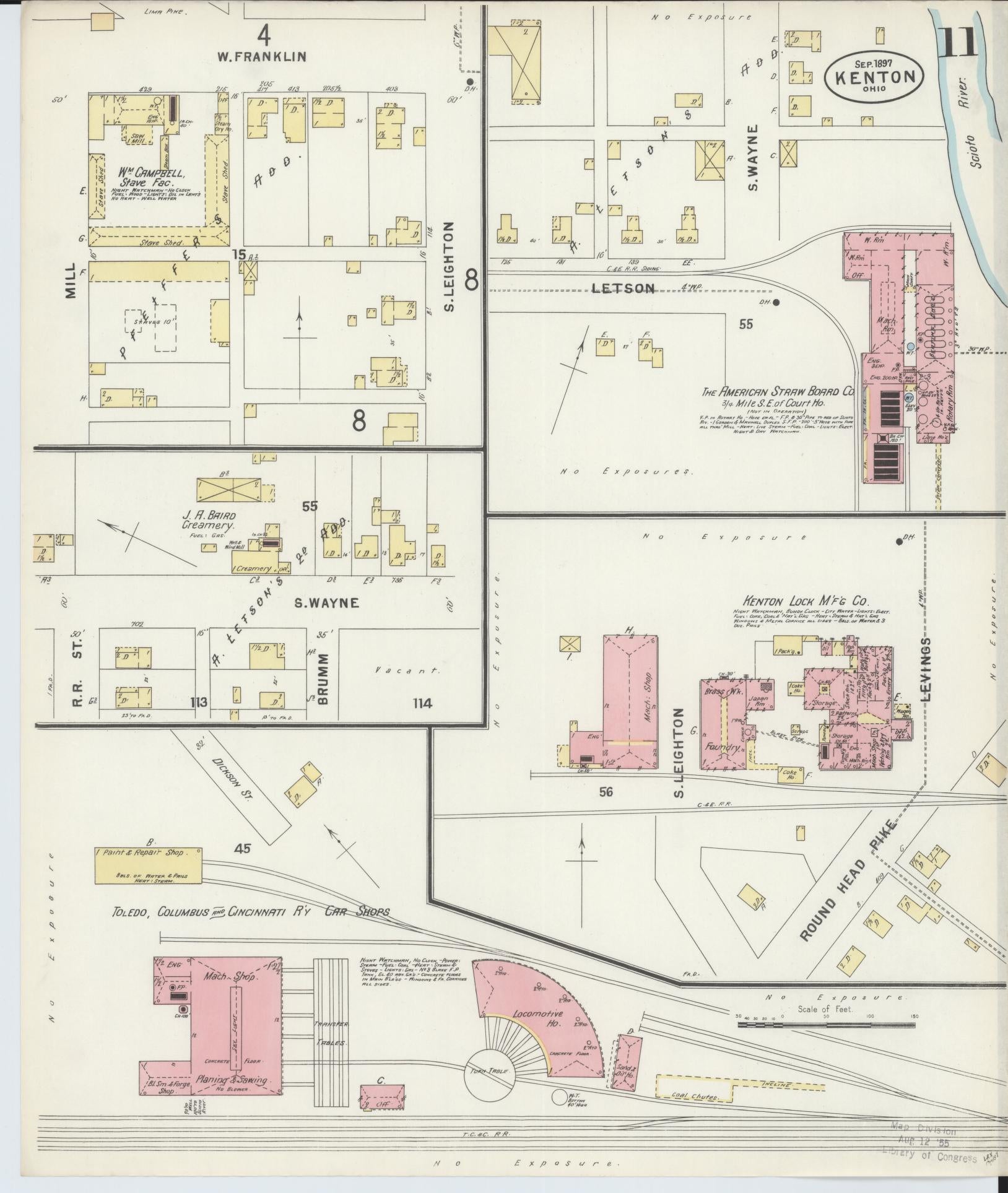 Sanborn Fire Insurance Map from Kenton, Hardin County, Ohio (1897), Sheet #0011 - Historic Sanborn Fire Insurance Map Print, vintage old map wall art, antique decor, genealogy gift, Ohio Ohio map