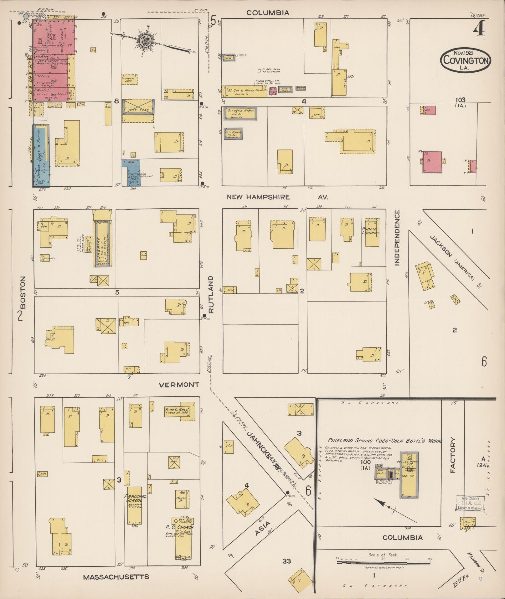 Sanborn Fire Insurance Map from Covington, Saint Tammany Parish, Louisiana (1921), Sheet #0004 - Complete Map Set gallery image, historic Sanborn map, vintage wall art, Louisiana Louisiana
