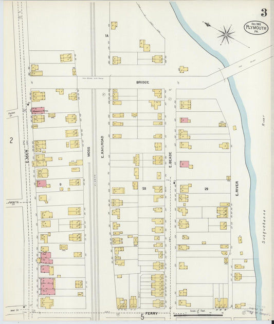Sanborn Fire Insurance Map from Plymouth, Luzerne County, Pennsylvania (1902), Sheet #0003 - Historic Sanborn Fire Insurance Map Print, vintage old map wall art, antique decor, genealogy gift, Pennsylvania Pennsylvania map