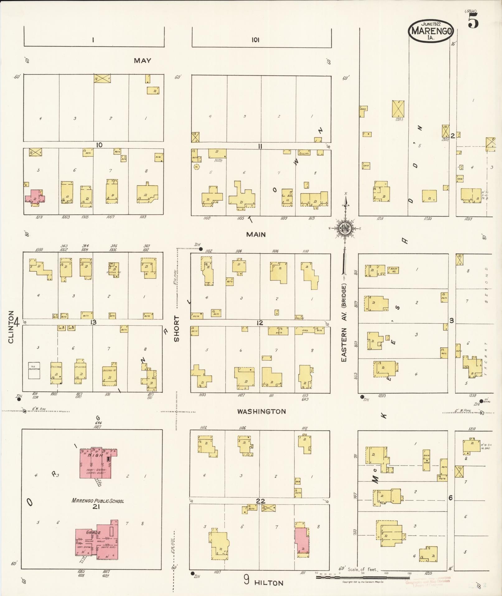 Sanborn Fire Insurance Map from Marengo, Iowa County, Iowa (1922), Sheet #0005 - Historic Sanborn Fire Insurance Map Print