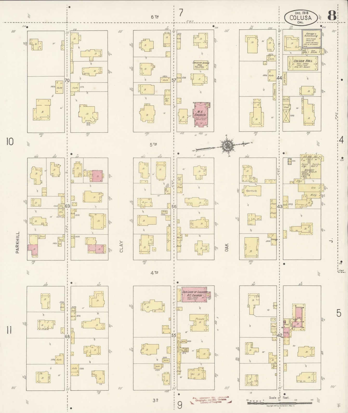 Sanborn Fire Insurance Map from Colusa, Colusa County, California (1918), Sheet #0008 - Historic Sanborn Fire Insurance Map Print, vintage old map wall art, antique decor, genealogy gift, California California map