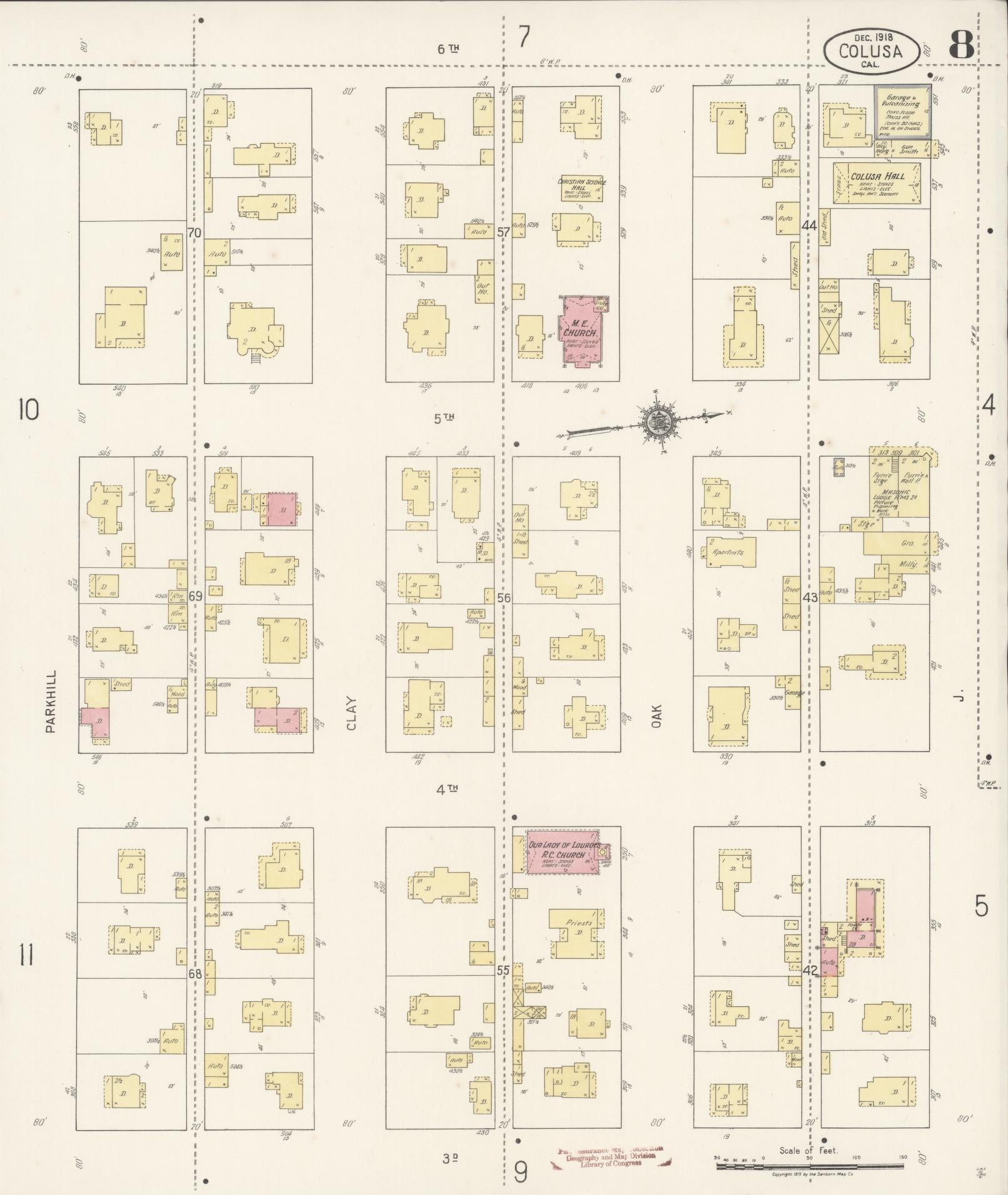 Sanborn Fire Insurance Map from Colusa, Colusa County, California (1918), Sheet #0008 - Historic Sanborn Fire Insurance Map Print, vintage old map wall art, antique decor, genealogy gift, California California map