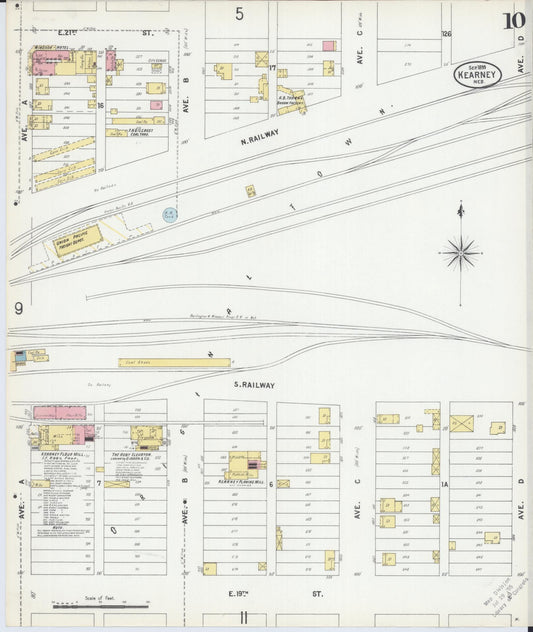 Sanborn Fire Insurance Map from Kearney, Buffalo County, Nebraska (1899), Sheet #0010 - Historic Sanborn Fire Insurance Map Print, vintage old map wall art, antique decor, genealogy gift, Nebraska Nebraska map