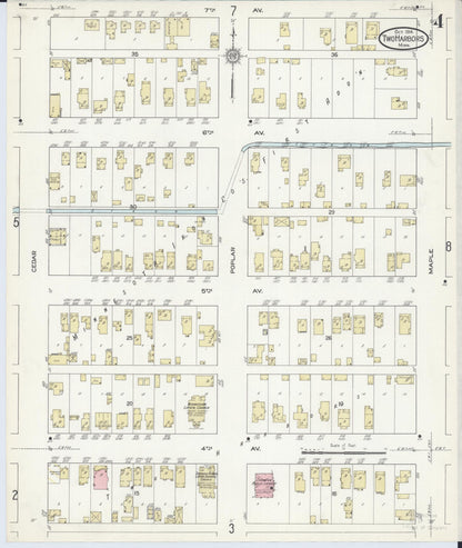 Sanborn Fire Insurance Map from Two Harbors, Lake County, Minnesota (1914), Sheet #0004 - Historic Sanborn Fire Insurance Map Print, vintage old map wall art, antique decor, genealogy gift, Minnesota Minnesota map