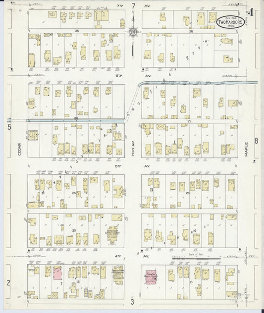 Sanborn Fire Insurance Map from Two Harbors, Lake County, Minnesota (1914), Sheet #0004 - Historic Sanborn Fire Insurance Map Print, vintage old map wall art, antique decor, genealogy gift, Minnesota Minnesota map