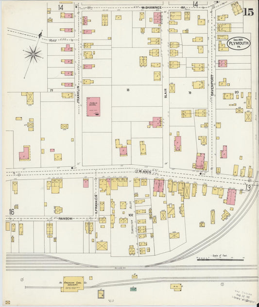 Sanborn Fire Insurance Map from Plymouth, Luzerne County, Pennsylvania (1902), Sheet #0015 - Historic Sanborn Fire Insurance Map Print, vintage old map wall art, antique decor, genealogy gift, Pennsylvania Pennsylvania map