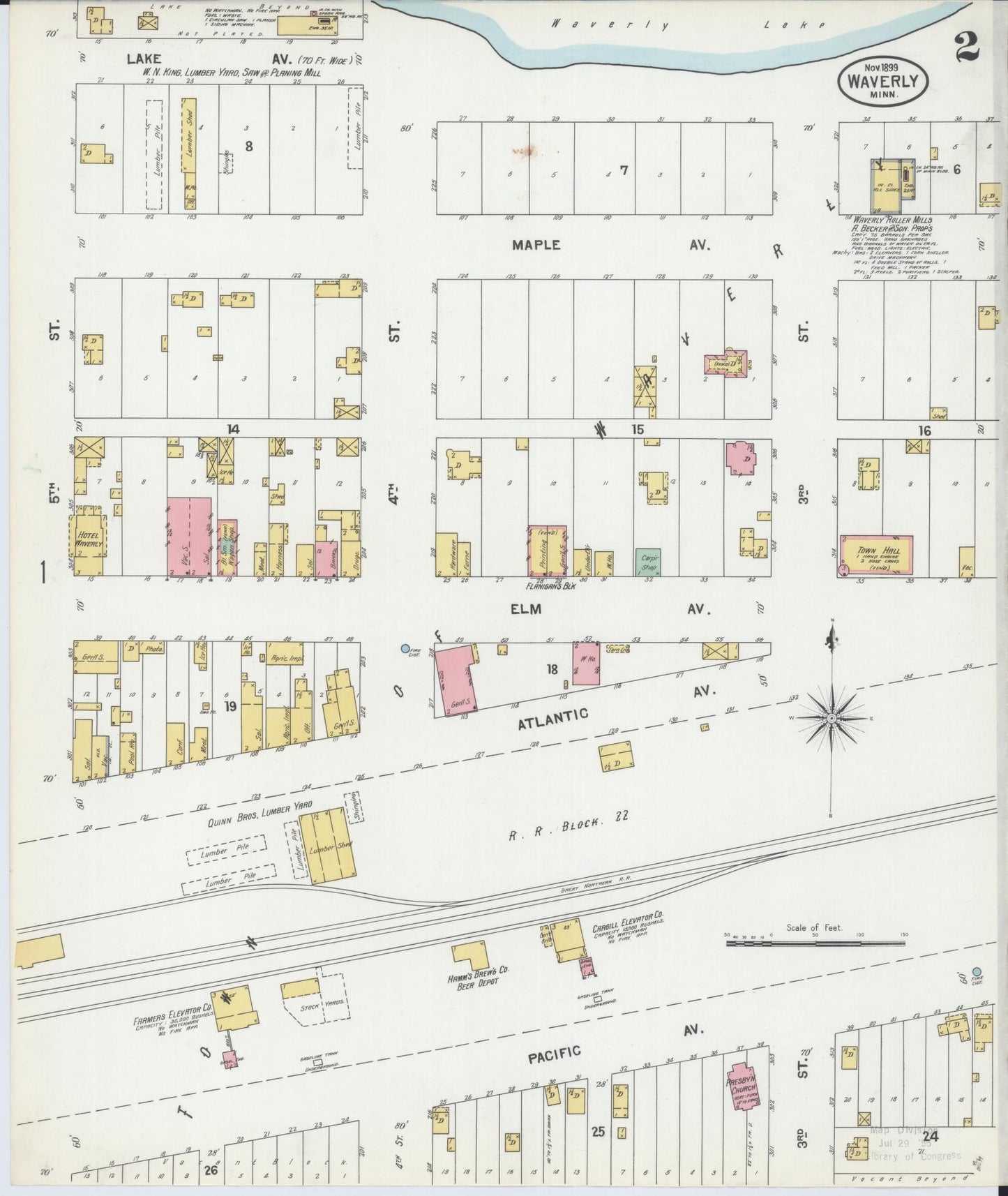 Sanborn Fire Insurance Map from Waverly, Wright County, Minnesota (1899), Sheet #0002 - Complete Map Set gallery image, historic Sanborn map, vintage wall art, Minnesota Minnesota