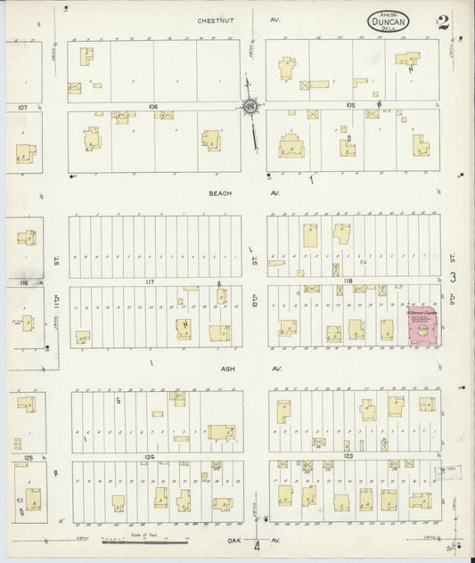 Sanborn Fire Insurance Map from Duncan, Stephens County, Oklahoma (1914), Sheet #0002 - Historic Sanborn Fire Insurance Map Print, vintage old map wall art, antique decor, genealogy gift, Oklahoma Oklahoma map