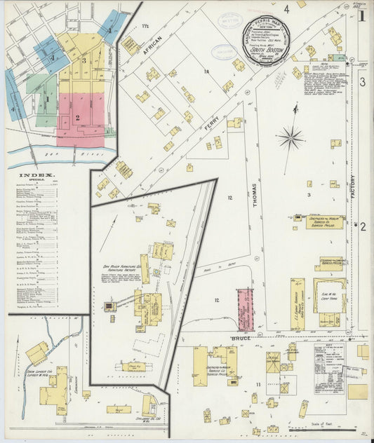 Sanborn Fire Insurance Map from South Boston, Halifax County, Virginia. (1898) – Historic Sanborn Fire Insurance Map Print