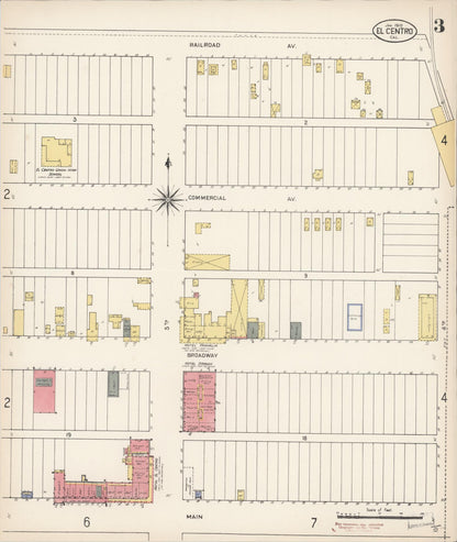 Sanborn Fire Insurance Map from El Centro, Imperial County, California (1910), Sheet #0003 - Historic Sanborn Fire Insurance Map Print, vintage old map wall art, antique decor, genealogy gift, California California map