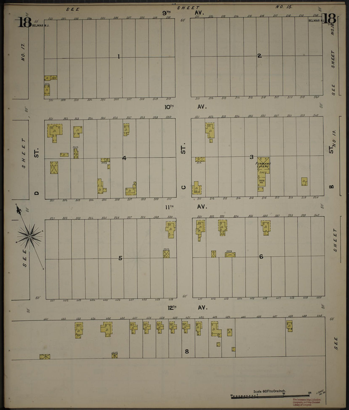 Sanborn Fire Insurance Map from New Jersey Coast, New Jersey Coast, New Jersey (1890), Sheet #0018 - Complete Map Set gallery image, historic Sanborn map, vintage wall art, New Jersey Coast New Jersey
