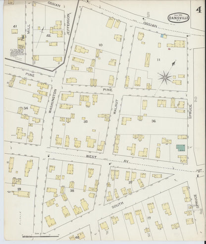 Sanborn Fire Insurance Map from Dansville, Livingston County, New York (1893), Sheet #0004 - Complete Map Set gallery image, historic Sanborn map, vintage wall art, New York New York