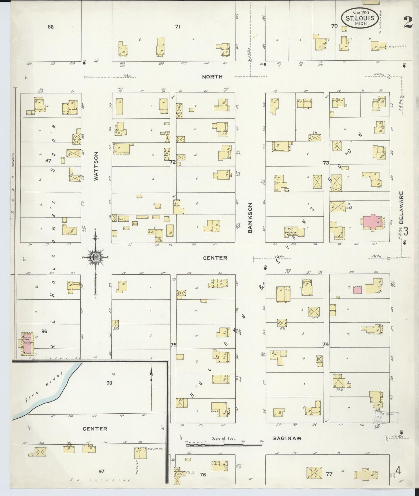 Sanborn Fire Insurance Map from Saint Louis, Gratiot County, Michigan (1910), Sheet #0002 - Complete Map Set gallery image, historic Sanborn map, vintage wall art, Michigan Michigan