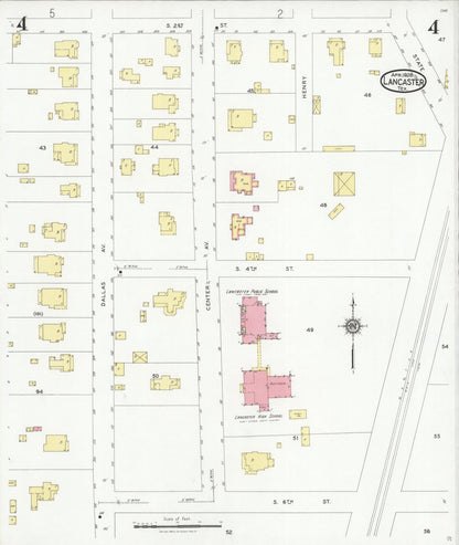 Sanborn Fire Insurance Map from Lancaster, Dallas County, Texas (1928), Sheet #0004 - Historic Sanborn Fire Insurance Map Print, vintage old map wall art, antique decor, genealogy gift, Texas Texas map