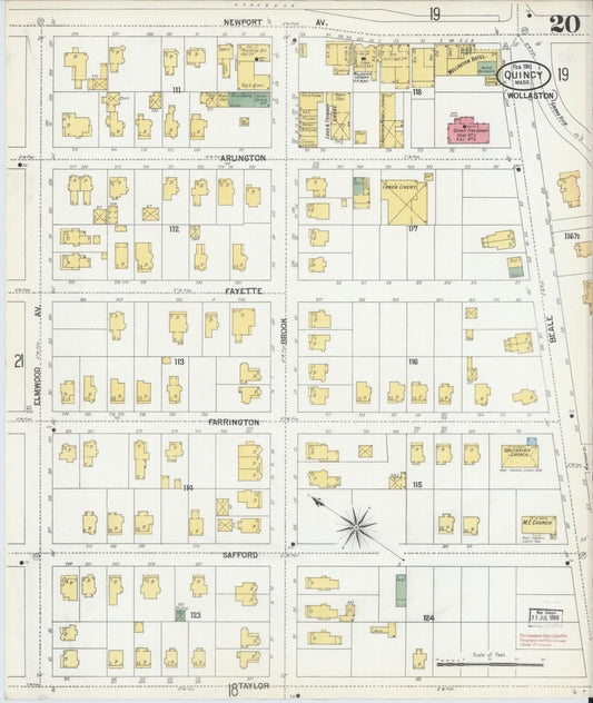 Sanborn Fire Insurance Map from Quincy, Norfolk County, Massachusetts (1901), Sheet #0020 - Historic Sanborn Fire Insurance Map Print, vintage old map wall art, antique decor, genealogy gift, Massachusetts Massachusetts map