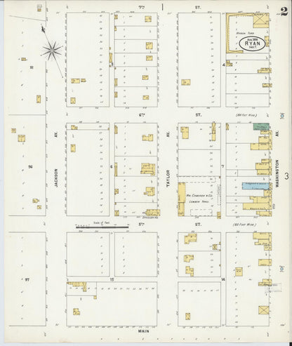 Sanborn Fire Insurance Map from Ryan, Jefferson County, Oklahoma (1898), Sheet #0002 - Complete Map Set gallery image, historic Sanborn map, vintage wall art, Oklahoma Oklahoma