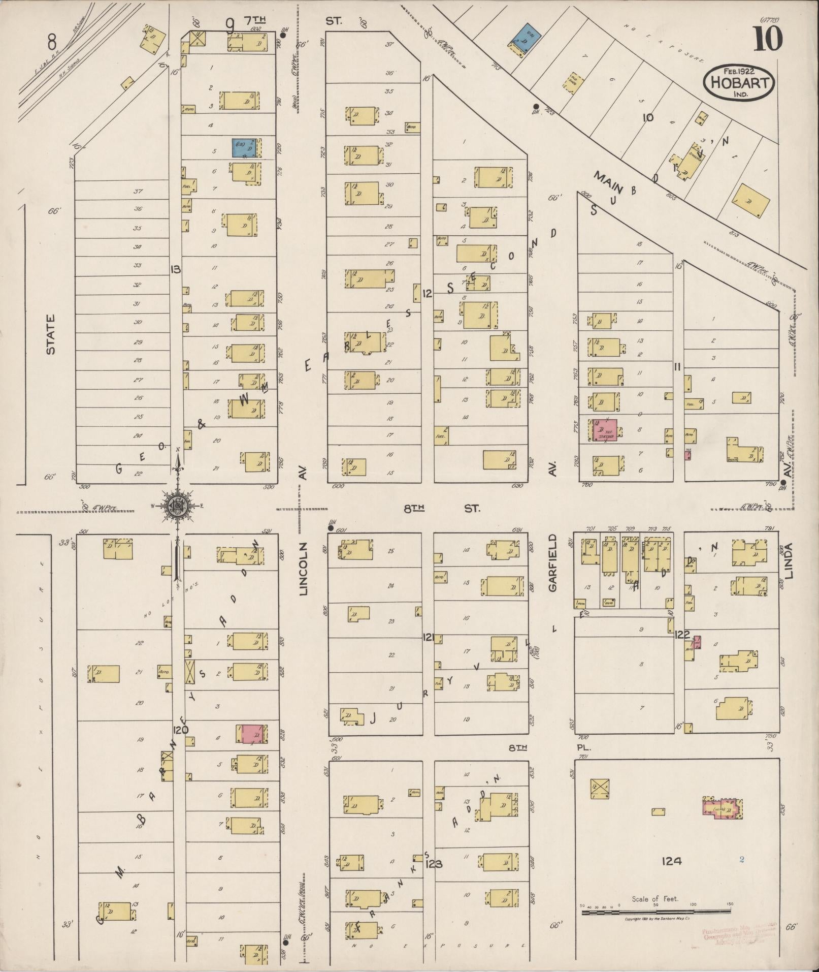 Sanborn Fire Insurance Map from Hobart, Lake County, Indiana (1922), Sheet #0010 - Complete Map Set gallery image, historic Sanborn map, vintage wall art, Indiana Indiana