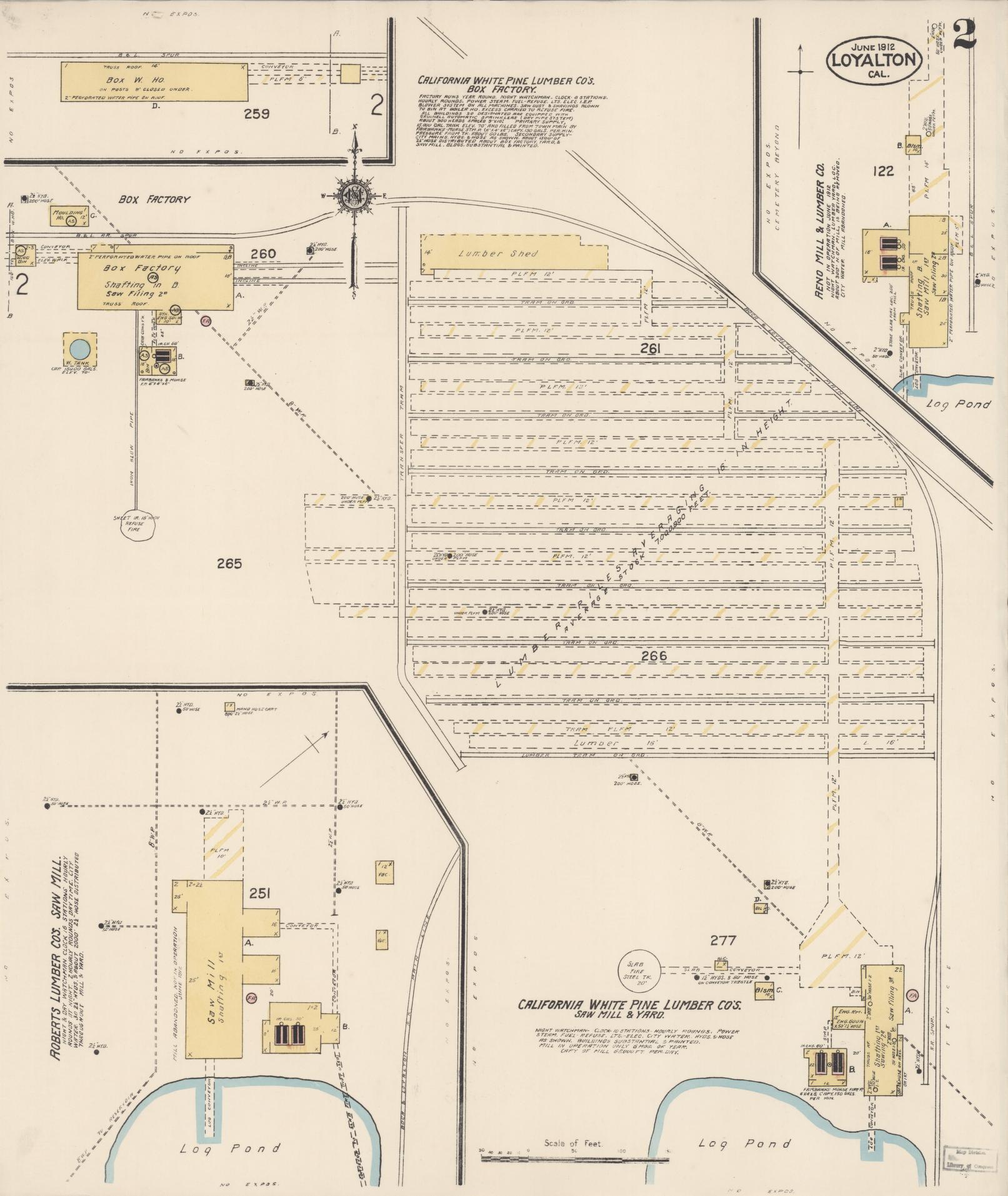 Sanborn Fire Insurance Map from Loyalton, Sierra County, California (1912), Sheet #0002 - Historic Sanborn Fire Insurance Map Print, vintage old map wall art, antique decor, genealogy gift, California California map