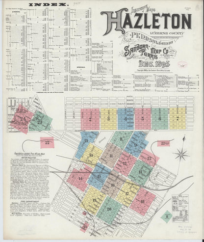 Sanborn Fire Insurance Map from Hazleton, Luzerne County, Pennsylvania (1895), Sheet #0001 - Complete Map Set gallery image, historic Sanborn map, vintage wall art, Pennsylvania Pennsylvania
