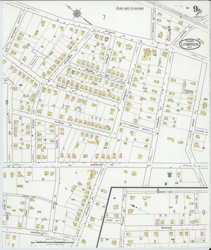 Sanborn Fire Insurance Map from Lynbrook, Nassau County, New York (1919), Sheet #0009 - Complete Map Set gallery image, historic Sanborn map, vintage wall art, New York New York