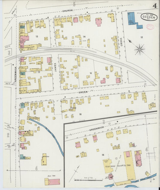 Sanborn Fire Insurance Map from Goshen, Orange County, New York (1894), Sheet #0004 - Historic Sanborn Fire Insurance Map Print, vintage old map wall art, antique decor, genealogy gift, New York New York map