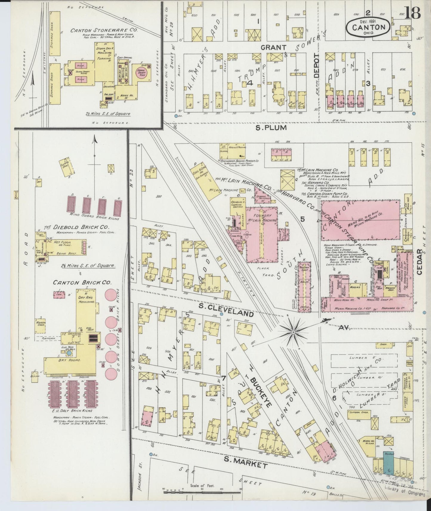 Sanborn Fire Insurance Map from Canton, Stark County, Ohio (1891), Sheet #0018 - Complete Map Set gallery image, historic Sanborn map, vintage wall art, Ohio Ohio