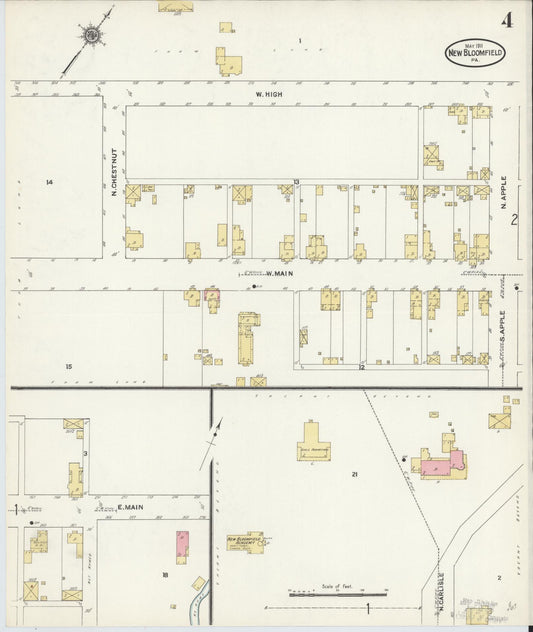 Sanborn Fire Insurance Map from New Bloomfield, Perry County, Pennsylvania (1911), Sheet #0004 - Historic Sanborn Fire Insurance Map Print, vintage old map wall art, antique decor, genealogy gift, Pennsylvania Pennsylvania map