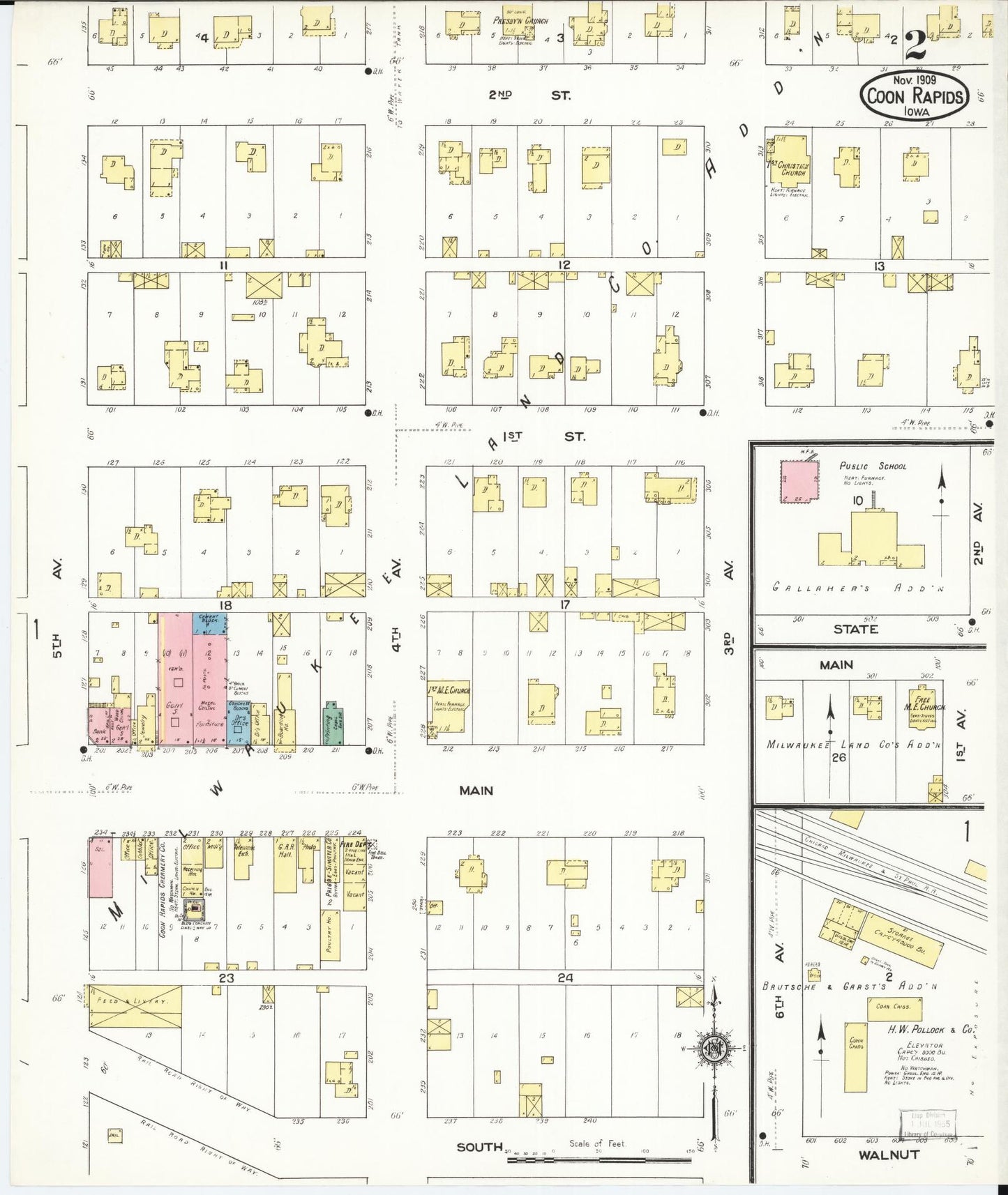 Sanborn Fire Insurance Map from Coon Rapids, Carroll County, Iowa (1909), Sheet #0002 - Historic Sanborn Fire Insurance Map Print, vintage old map wall art