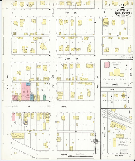 Sanborn Fire Insurance Map from Coon Rapids, Carroll County, Iowa (1909), Sheet #0002 - Historic Sanborn Fire Insurance Map Print, vintage old map wall art