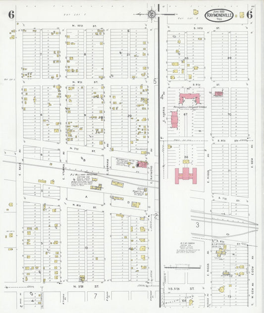 Sanborn Fire Insurance Map from Raymondville, Willacy County, Texas (1930), Sheet #0006 - Historic Sanborn Fire Insurance Map Print, vintage old map wall art, antique decor, genealogy gift, Texas Texas map