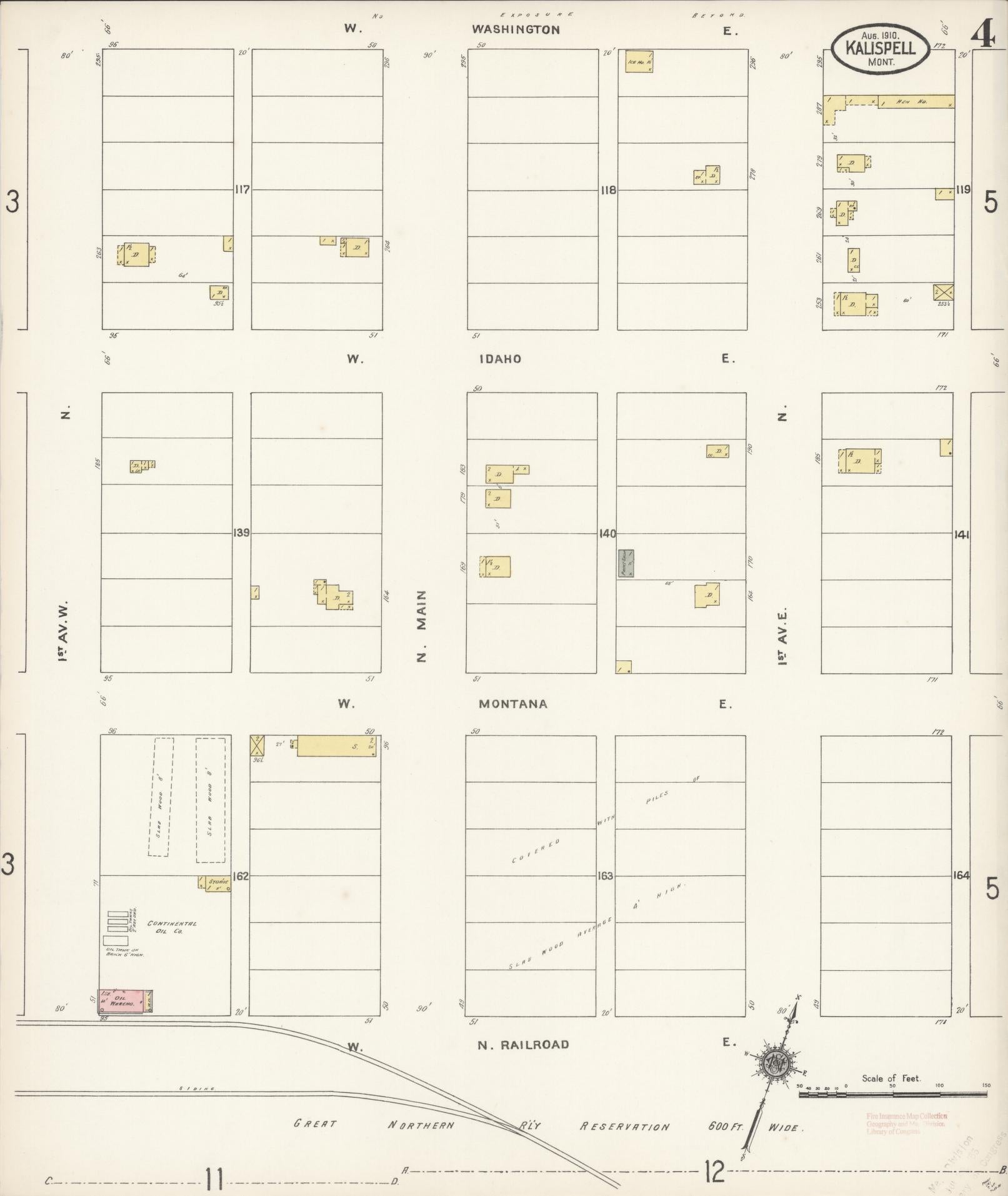 Sanborn Fire Insurance Map from Kalispell, Flathead County, Montana (1910), Sheet #0004 - Historic Sanborn Fire Insurance Map Print, vintage old map wall art, antique decor, genealogy gift, Montana Montana map