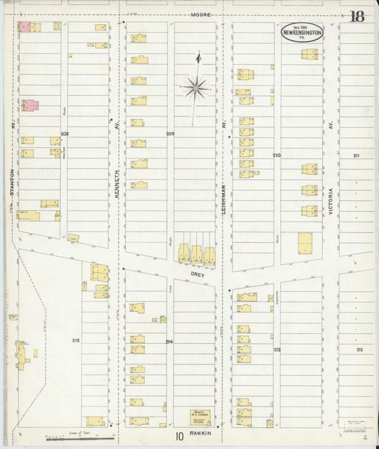 Sanborn Fire Insurance Map from New Kensington, Westmoreland County, Pennsylvania (1905), Sheet #0018 - Historic Sanborn Fire Insurance Map Print, vintage old map wall art, antique decor, genealogy gift, Pennsylvania Pennsylvania map