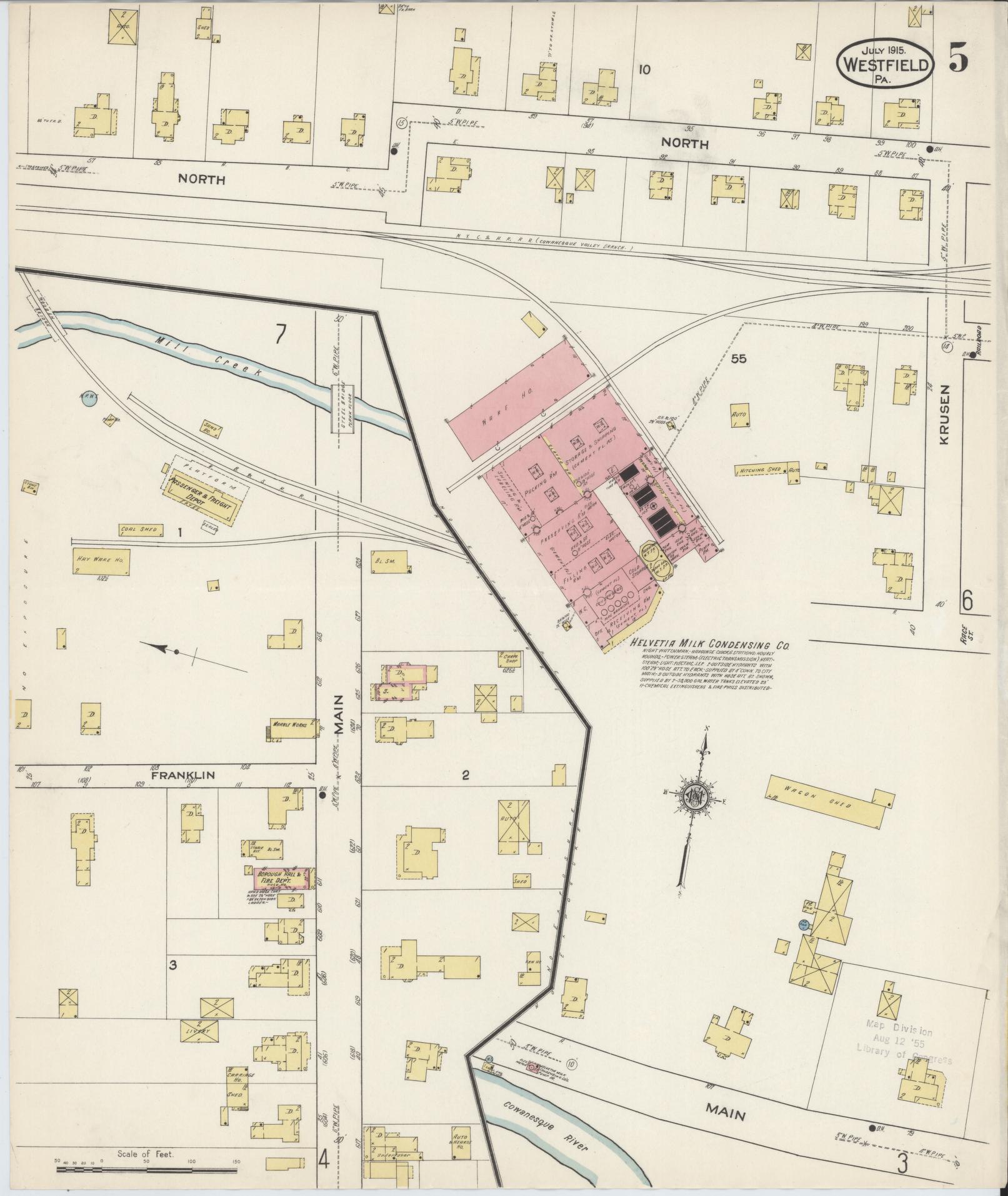 Sanborn Fire Insurance Map from Westfield, Tioga County, Pennsylvania (1915), Sheet #0005 - Complete Map Set gallery image, historic Sanborn map, vintage wall art, Pennsylvania Pennsylvania