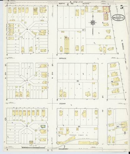 Sanborn Fire Insurance Map from Wyandotte, Wayne County, Michigan (1912), Sheet #0005 - Complete Map Set gallery image, historic Sanborn map, vintage wall art, Michigan Michigan
