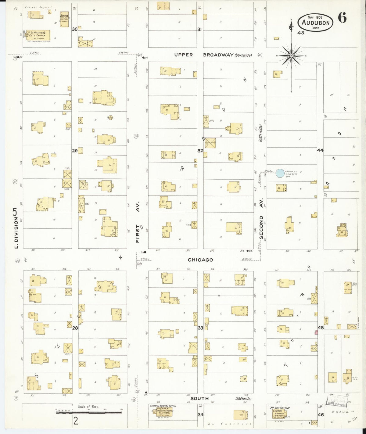 Sanborn Fire Insurance Map from Audubon, Audubon County, Iowa (1908), Sheet #0006 - Historic Sanborn Fire Insurance Map Print