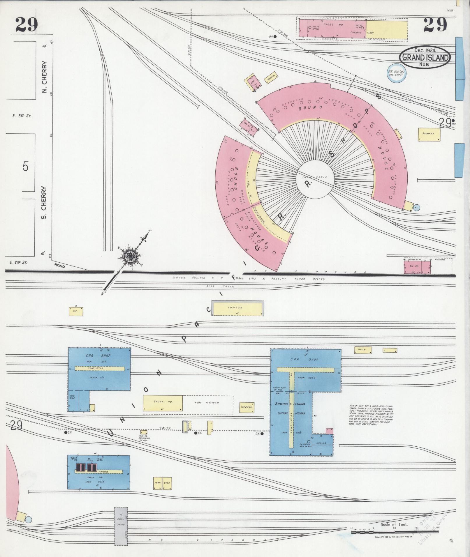 Sanborn Fire Insurance Map from Grand Island, Hall County, Nebraska (1924), Sheet #0029 - Complete Map Set gallery image, historic Sanborn map, vintage wall art, Nebraska Nebraska
